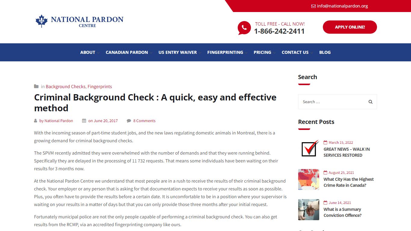 Quick and Easy Criminal Background Check - National Pardon Centre